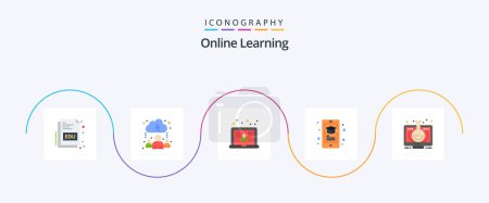 Illustration for Online Learning Flat 5 Icon Pack Including learning. elearning. learning. smartphone. learning - Royalty Free Image