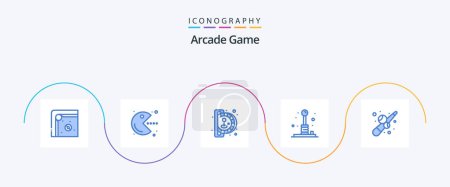 Illustration for Arcade Blue 5 Icon Pack Including billiard. play. insert coin. games. arcade - Royalty Free Image