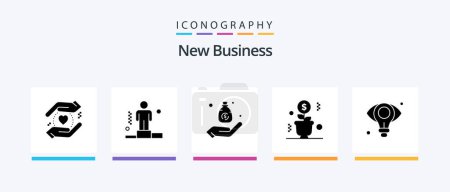 Ilustración de New Business Glyph 5 Icon Pack Including money . explanation. hand. business. Creative Icons Design - Imagen libre de derechos