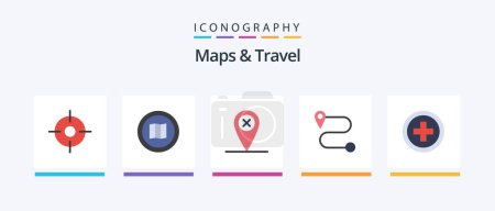 Illustration for Maps and Travel Flat 5 Icon Pack Including . map. travel. hospital. Creative Icons Design - Royalty Free Image