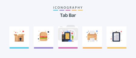 Ilustración de Tab Bar Flat 5 Icon Pack Including . company. list. check list. Creative Icons Design - Imagen libre de derechos