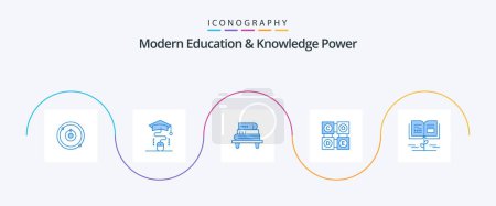 Ilustración de Modern Education And Knowledge Power Blue 5 Icon Pack Including growth . code learning. education. learning. books - Imagen libre de derechos