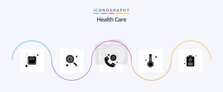 Ilustración de Health Care Glyph 5 Icon Pack Including records. warm. call. hot. temprature - Imagen libre de derechos