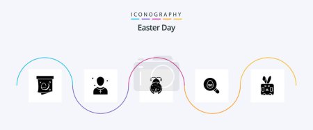 Ilustración de Easter Glyph 5 Icon Pack Including bynny. easter. preacher. egg. spring - Imagen libre de derechos