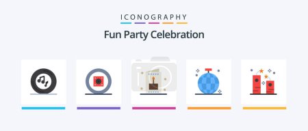 Illustration for Party Flat 5 Icon Pack Including party. club. sound. birthday. party. Creative Icons Design - Royalty Free Image