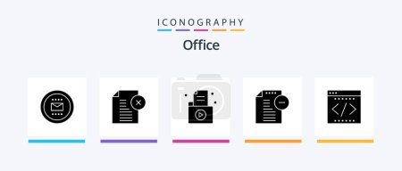 Téléchargez les illustrations : Office Glyph 5 Icon Pack Including file. remove. document. record. folder. Creative Icons Design - en licence libre de droit