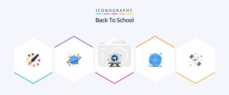Ilustración de Back To School 25 Flat icon pack including watch. school. drawing. online. world globe - Imagen libre de derechos