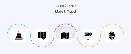 Téléchargez les illustrations : Maps and Travel Glyph 5 Icon Pack Including . direction. porthole - en licence libre de droit