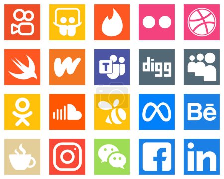 Téléchargez les illustrations : 20 Essential Social Media Icons such as swarm; sound; literature; soundcloud and myspace icons. Fully editable and professional - en licence libre de droit