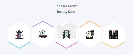 Illustration for Beauty Salon 25 FilledLine icon pack including face makeup. face base. dresser. reflection. grooming - Royalty Free Image
