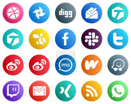 Ilustración de 20 Elegant Social Media Icons such as audio. china and weibo icons. Fully customizable and high quality - Imagen libre de derechos