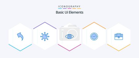 Illustration for Basic Ui Elements 25 Blue icon pack including bag. timer. app. time. mobile - Royalty Free Image