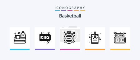 Téléchargez les illustrations : Basketball Line 5 Icon Pack Including board. clipboard. ball. check list. sport. Creative Icons Design - en licence libre de droit