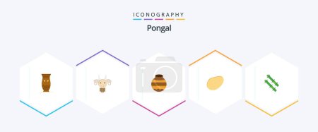 Ilustración de Pongal 25 Flat icon pack including food. festival. bull. pongal. sand - Imagen libre de derechos