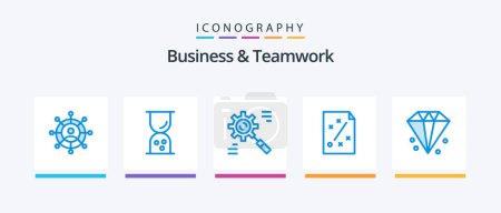 Téléchargez les illustrations : Business And Teamwork Blue 5 Icon Pack Including project. ideas. business. effective. Creative Icons Design - en licence libre de droit
