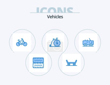 Téléchargez les illustrations : Vehicles Blue Icon Pack 5 Icon Design. . old. . jeep - en licence libre de droit