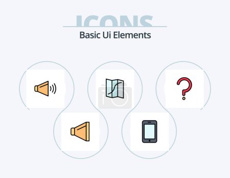 Ilustración de Basic Ui Elements Line Filled Icon Pack 5 Icon Design. question. sun. price. picture. image - Imagen libre de derechos