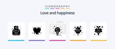Ilustración de Love Glyph 5 Icon Pack Including add. love. love bulb. heart. ice. Creative Icons Design - Imagen libre de derechos