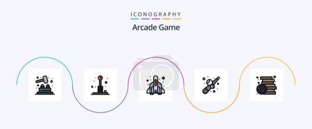 Illustration for Arcade Line Filled Flat 5 Icon Pack Including games. play. rocket. game. billiard - Royalty Free Image
