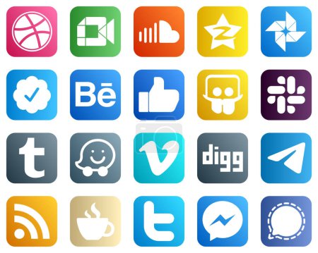 Téléchargez les illustrations : 20 High Resolution Social Media Icons such as tumblr. slideshare. tencent. facebook and behance icons. Modern and professional - en licence libre de droit