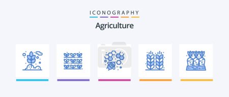 Illustration for Agriculture Blue 5 Icon Pack Including carrot. grain. bee. field. farm. Creative Icons Design - Royalty Free Image