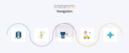 Ilustración de Navigation Flat 5 Icon Pack Including direction. pin. watch. location. search - Imagen libre de derechos