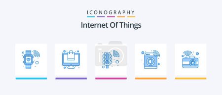 Illustration for Internet Of Things Blue 5 Icon Pack Including dslr. camera. management. washing. machine. Creative Icons Design - Royalty Free Image