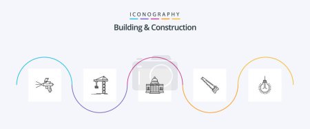 Téléchargez les illustrations : Building And Construction Line 5 Icon Pack Including hand. place. tower. building. house - en licence libre de droit