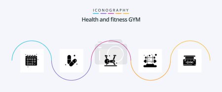 Illustration for Gym Glyph 5 Icon Pack Including sign. gym. cycling. training. fitness - Royalty Free Image