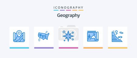 Ilustración de Geo Graphy Blue 5 Icon Pack Including guide. map. states. vacation. sea. Creative Icons Design - Imagen libre de derechos
