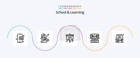 Illustration for School And Learning Line 5 Icon Pack Including . formula. education. education. key - Royalty Free Image