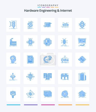Illustration for Creative Hardware Engineering And Internet 25 Blue icon pack  Such As gen. advanced. network. engineering. circuit - Royalty Free Image