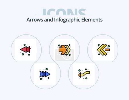 Illustration for Arrow Line Filled Icon Pack 5 Icon Design. . . arrow. down. arrows - Royalty Free Image