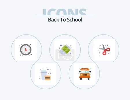 Illustration for Back To School Flat Icon Pack 5 Icon Design. education. back to school. time. erase. back to school - Royalty Free Image