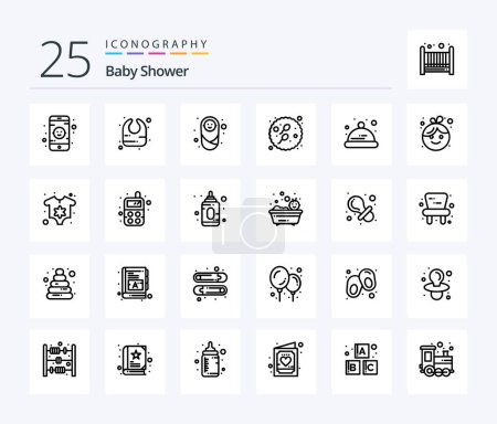 Téléchargez les illustrations : Baby Shower 25 Line icon pack including baby. hat. children. baby. sexual - en licence libre de droit
