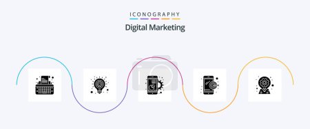 Téléchargez les illustrations : Digital Marketing Glyph 5 Icon Pack Including geo. mobile. chart. digital marketing. mobile - en licence libre de droit