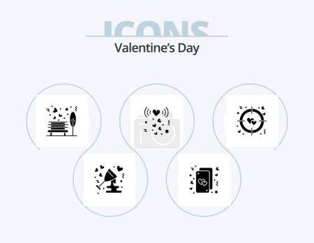 Téléchargez les illustrations : Valentines Day Glyph Icon Pack 5 Icon Design. romance. heart. life. tree. outdoor - en licence libre de droit