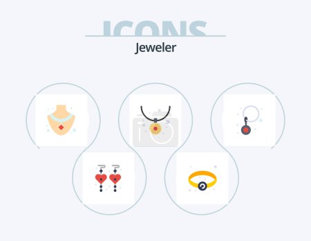 Ilustración de Jewellery Flat Icon Pack 5 Icon Design. . jewelry. jewelry. earrings. necklace - Imagen libre de derechos