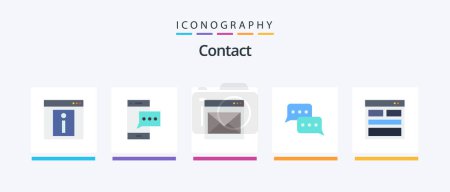 Téléchargez les illustrations : Contact Flat 5 Icon Pack Including conversation. bubble. phone. mail. contact us. Creative Icons Design - en licence libre de droit