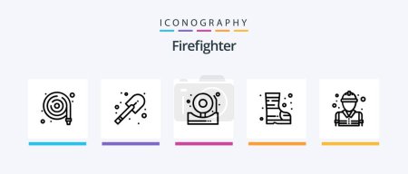 Illustration for Firefighter Line 5 Icon Pack Including fire. sign. fire. road. block. Creative Icons Design - Royalty Free Image