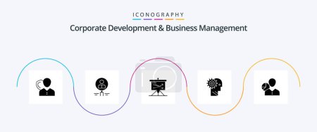Ilustración de Corporate Development And Business Management Glyph 5 Icon Pack Including plan. strategic. glass. search. people - Imagen libre de derechos