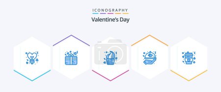 Illustration for Valentines Day 25 Blue icon pack including coffee. valentine. bakery. love. dessert - Royalty Free Image