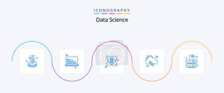 Téléchargez les illustrations : Data Science Blue 5 Icon Pack Including big. big data. chemistry. storage. cloud - en licence libre de droit