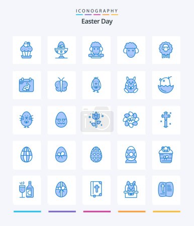 Illustration for Creative Easter 25 Blue icon pack  Such As date. day. egg. calender. sheep - Royalty Free Image