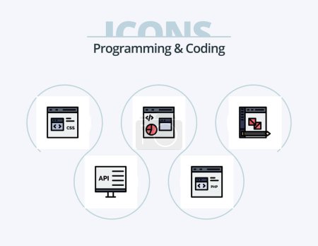 Ilustración de Programming And Coding Line Filled Icon Pack 5 Icon Design. development. coding. development. planning. development - Imagen libre de derechos