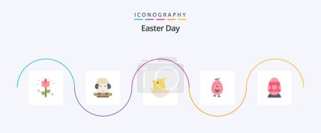 Ilustración de Easter Flat 5 Icon Pack Including . egg. chicken. easter egg. decoration - Imagen libre de derechos