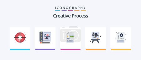 Ilustración de Creative Process Flat 5 Icon Pack Including . gear. file. process. process. Creative Icons Design - Imagen libre de derechos