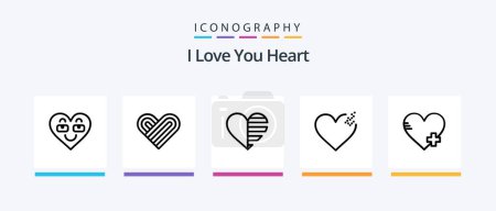 Illustration for Heart Line 5 Icon Pack Including love. love. heart. cd . surprise. Creative Icons Design - Royalty Free Image