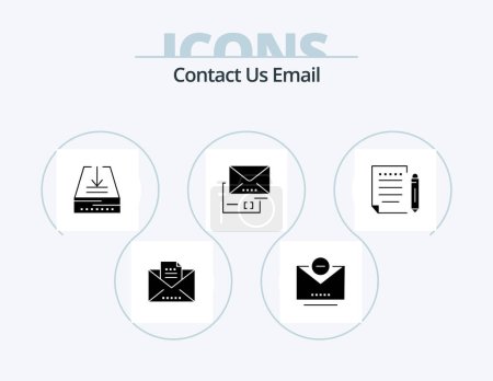 Ilustración de Email Glyph Icon Pack 5 Icon Design. paper. letter. email. mail. document - Imagen libre de derechos
