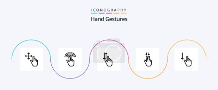Illustration for Hand Gestures Line 5 Icon Pack Including finger. down. gestures. fingers - Royalty Free Image
